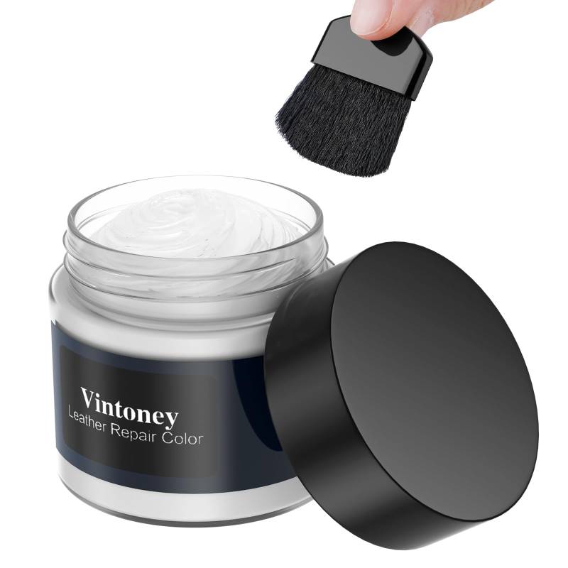 Vintoney Leder Reparatur Set, 50ML Weiß Lederreparatur Creme Lederreparaturset Lederbalsam Lederpflege Füller für Auto Lederlenkrad Sofa Jacke Geldbörse Gürtel Schuhe Kunstleder Kratzer Risse von Vintoney