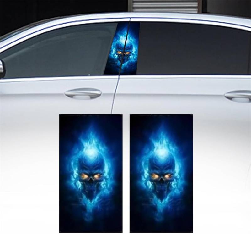 2 Stück Auto-Mittelsäulen-Aufkleber, HD-gedruckter PVC-Schädel-Aufkleber, Halloween-PVC-Totenkopf-Aufkleber, kratzfeste Aufkleber, personalisierter Totenkopf-Auto-Aufkleber für Auto, Mittelsäule, von Vinxan