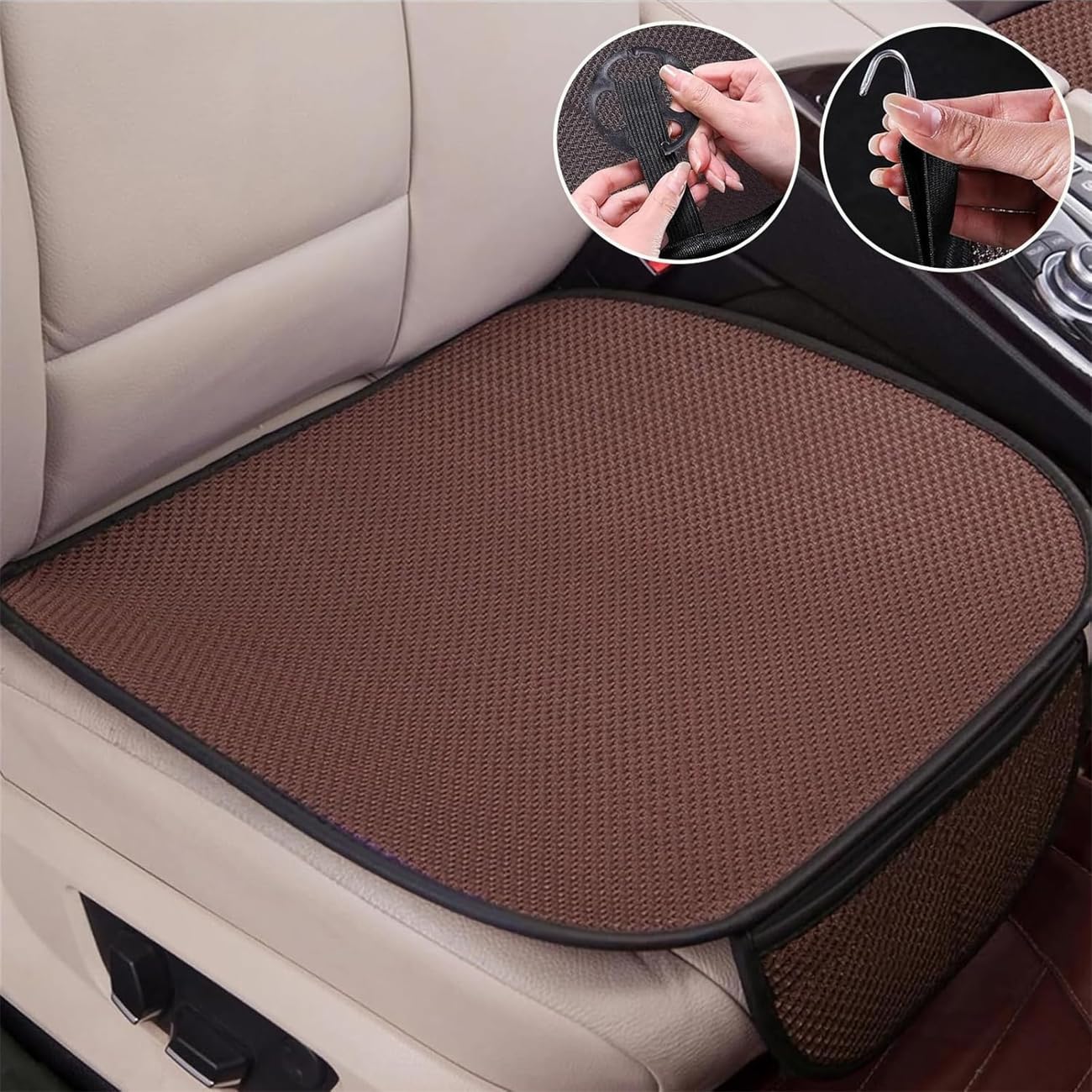 Vinxan Breathable & Anti-Slip Cotton Car Seat Covers,Ice Silk Non-slip Car Seat Pad for Summer Breathable and Refreshing,Ice Pack for Car Seat,Cooling Seat Covers for Cars (Brown, Front*2) von Vinxan