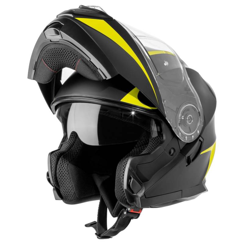 VINZ Busan Klapphelm mit Sonnenblende | ECE 22.06 & PINLOCK vorbereitet | Motorrad Helm Integralhelm | Motorradhelm Klappbar | In Gr. XS-XXL | Erhältlich Gelb von Vinz