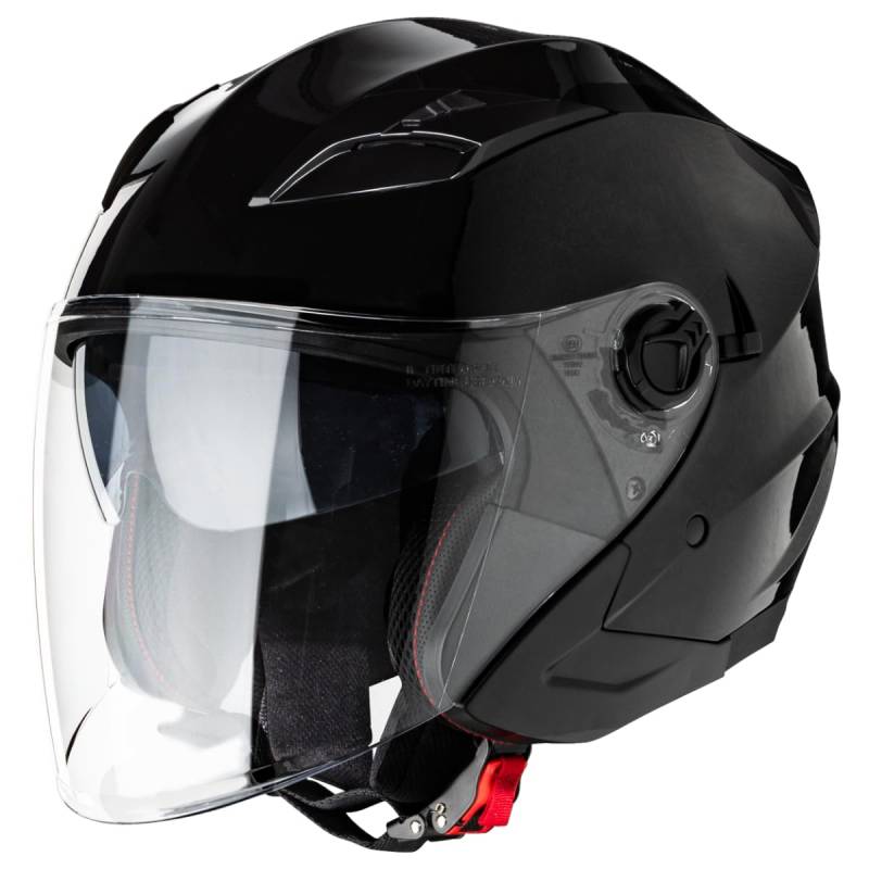 VINZ Calobra Jethelm mit Sonnenblende und Visier | Roller Helm Motorradhelm | ECE 22.06 Zertifiziert | in Gr. XS-XXL – Schwarz von Vinz