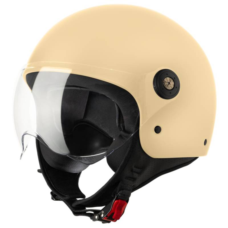 VINZ Duoro Roller Helm Jet Helm Mopedhelm Herren und Damen | in Gr. XS-XXL | Jethelm mit Visier | ECE 22.06 Zertifiziert | Motorradhelm | Erhältlich Creme von Vinz