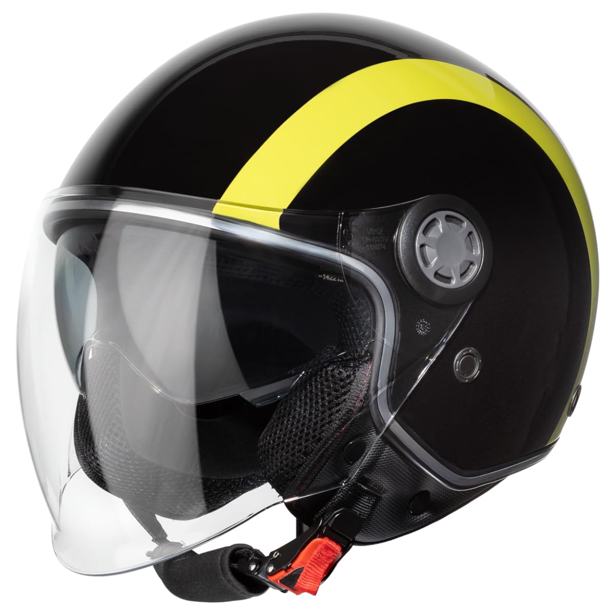 VINZ Jungbu Jethelm mit Doppelvisier | Roller Helm Fashionhelm mit Streifen | In Gr. XS-XXL | Jet Helm mit Sonnenblende | ECE 22.06 Zertifiziert | Motorradhelm mit Visier - Gelb von Vinz