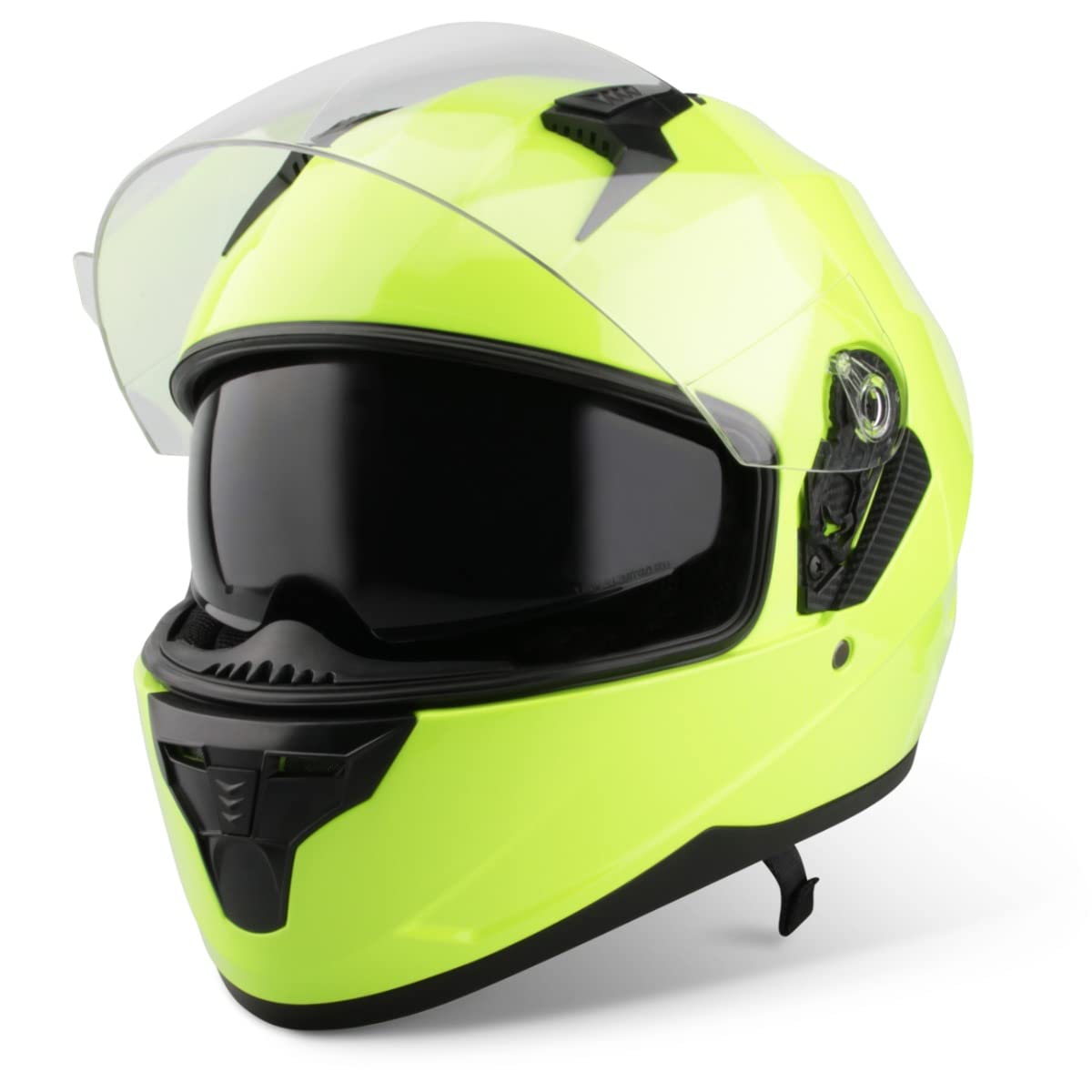 VINZ Kennet Integralhelm mit Sonnenblende | Motorrad Helm Vollvisierhelm Mopedhelm ECE 22.06 | Motorradhelm Full-Face Helme | für Damen & Herren | In Gr. XS-XXL - Fluor Gelb von Vinz