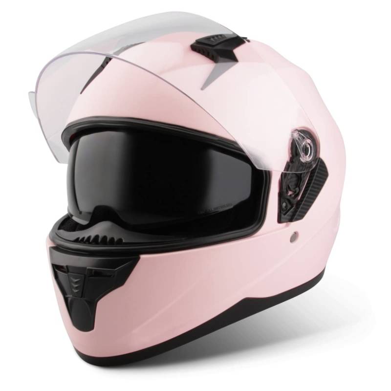 VINZ Kennet Integralhelm mit Sonnenblende | Motorrad Helm Vollvisierhelm Mopedhelm ECE 22.06 | Motorradhelm Full-Face Helme | für Damen | In Gr. XS-XXL - Matt Rosa von Vinz