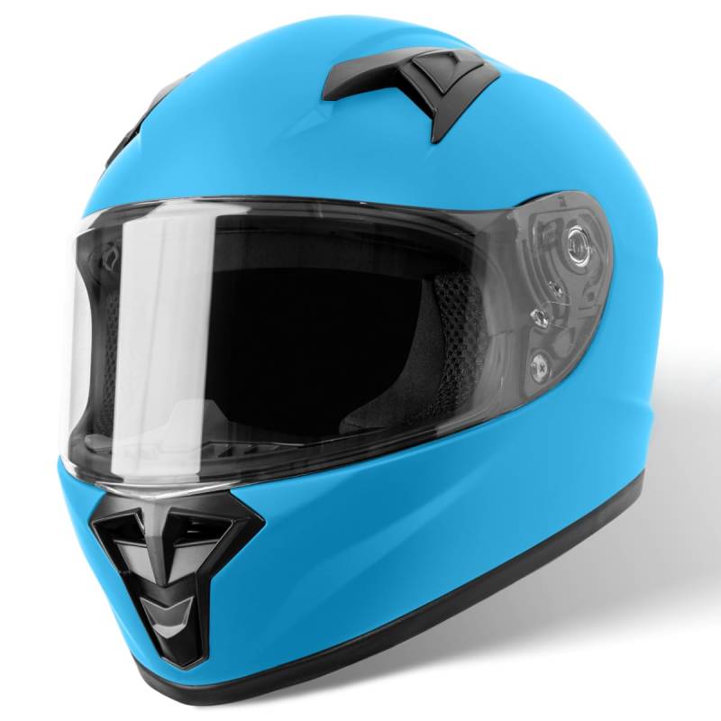 VINZ Parana Kinder Integralhelm/Roller Helm | Kinder Motorradhelm in Gr. YS-YXL | Integral Helm mit Visier für Motorrad | Erhältlich Matt Blau von Vinz