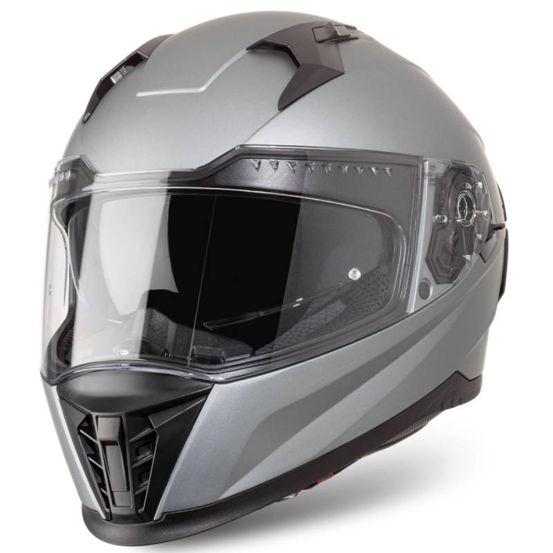 VINZ Perez Integralhelm mit Sonnenblende | Motorradhelm Full-Face Helme | Motorrad Helm Vollvisierhelm Mopedhelm ECE 22.06 | für Damen & Herren | In Gr. XS-XXL - Metallic Grey von Vinz