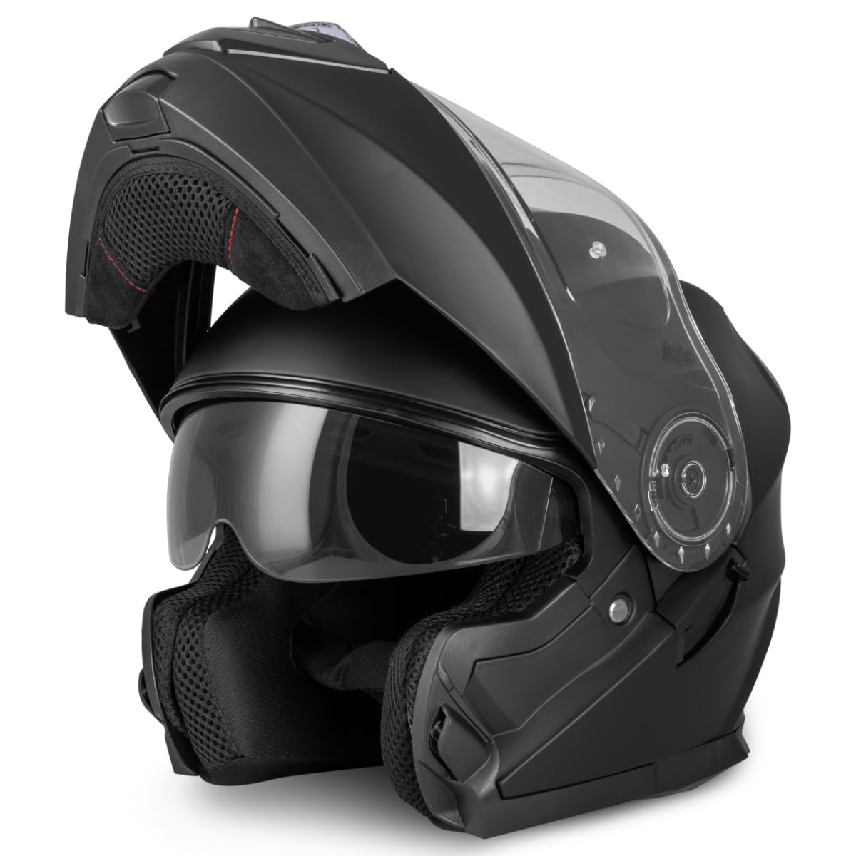 VINZ Santos Klapphelm mit Sonnenblende | ECE 22.06 & PINLOCK vorbereitet | Motorrad Helm Integralhelm | Motorradhelm Klappbar | In Gr. XS-XXL | Matt Schwarz von Vinz