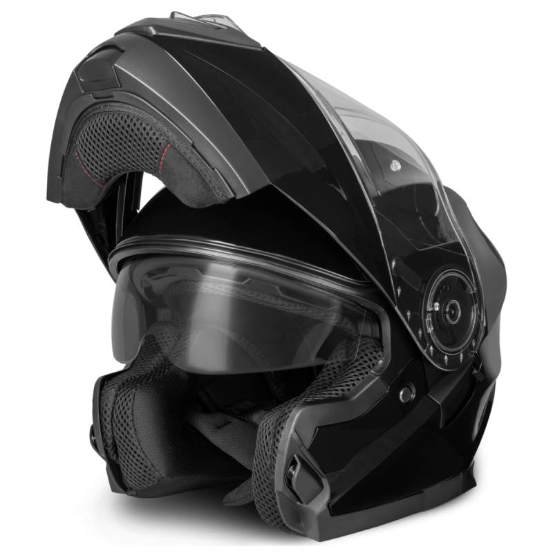 VINZ Santos Klapphelm mit Sonnenblende | ECE 22.06 & PINLOCK vorbereitet | Motorrad Helm Integralhelm | Motorradhelm Klappbar | In Gr. XS-XXL | Erhältlich Schwarz von Vinz