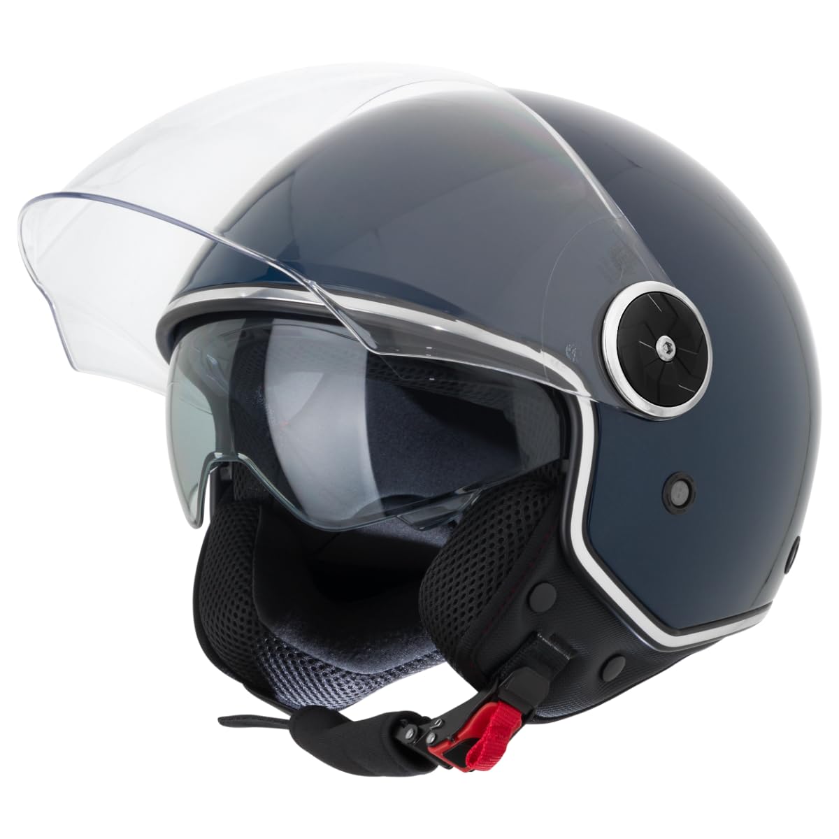 VINZ Tobia Jethelm mit Doppelvisier | Roller Helm Fashionhelm | In Gr. XS-XXL | Jet Helm mit Sonnenblende | ECE 22.06 Zertifiziert | Motorradhelm mit Visier | Erhältlich Blau von Vinz