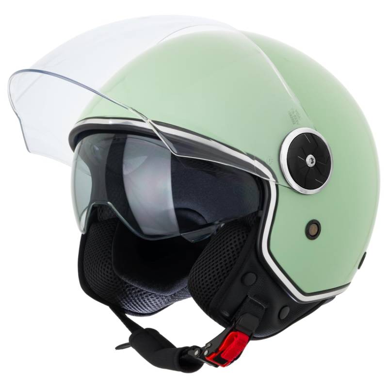 VINZ Tobia Jethelm mit Doppelvisier | Roller Helm Fashionhelm | In Gr. XS-XXL | Jet Helm mit Sonnenblende | ECE 22.06 Zertifiziert | Motorradhelm mit Visier | Erhältlich Mint von Vinz