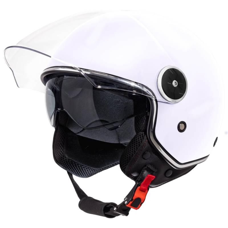 VINZ Tobia Jethelm mit Doppelvisier | Roller Helm Fashionhelm | In Gr. XS-XXL | Jet Helm mit Sonnenblende | ECE 22.06 Zertifiziert | Motorradhelm mit Visier | Erhältlich Weiß von Vinz