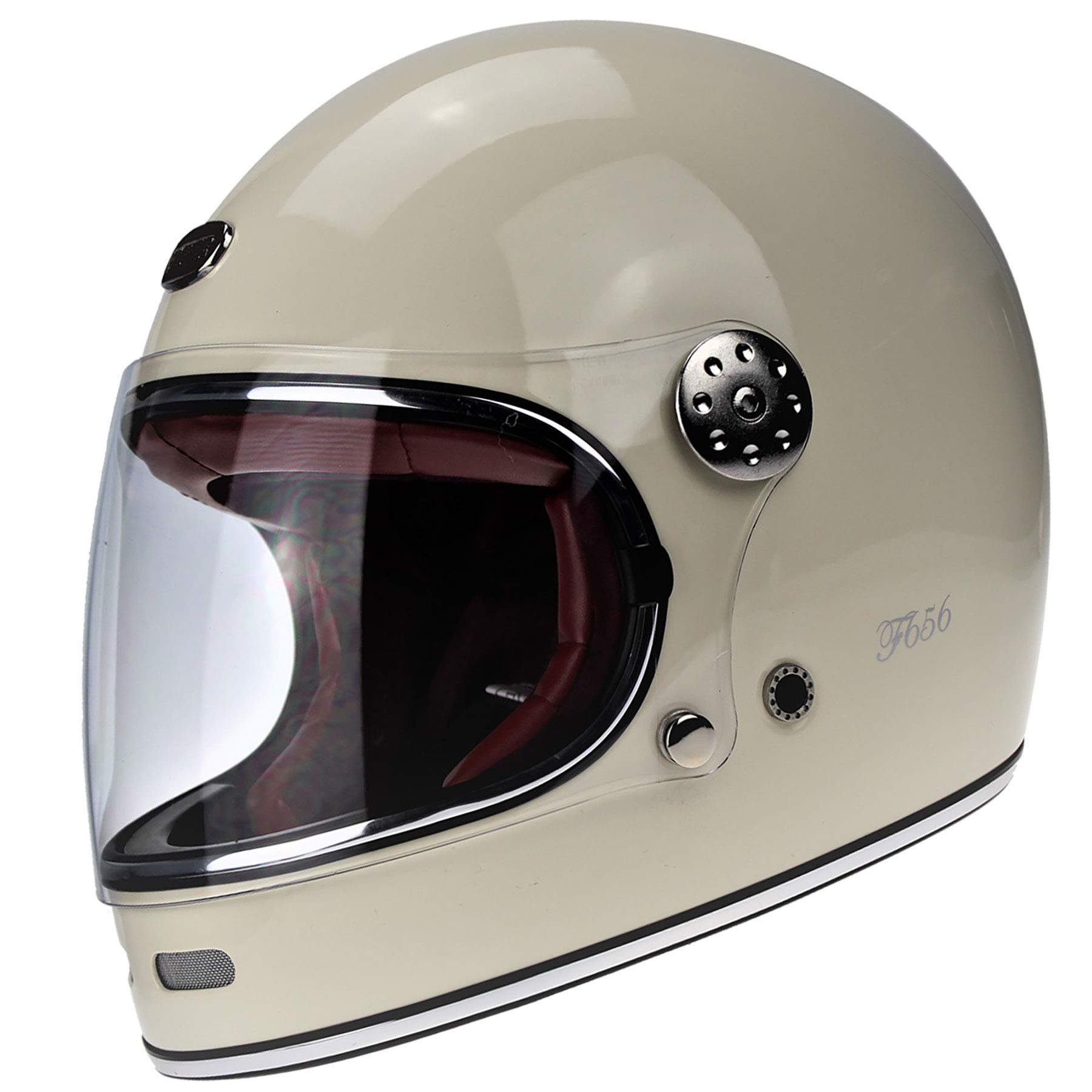 Viper F656 Full Face Motorcycle Helmet Cream ECE Approved Fibre Glass Retro Classic 70s Old Style Racing Crash Bike Protector - Cream - L von Viper