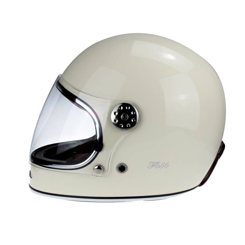 Viper F656 Full Face Motorcycle Helmet Cream ECE Approved Fibre Glass Retro Classic 70s Old Style Racing Crash Bike Protector - Cream - XL von Viper