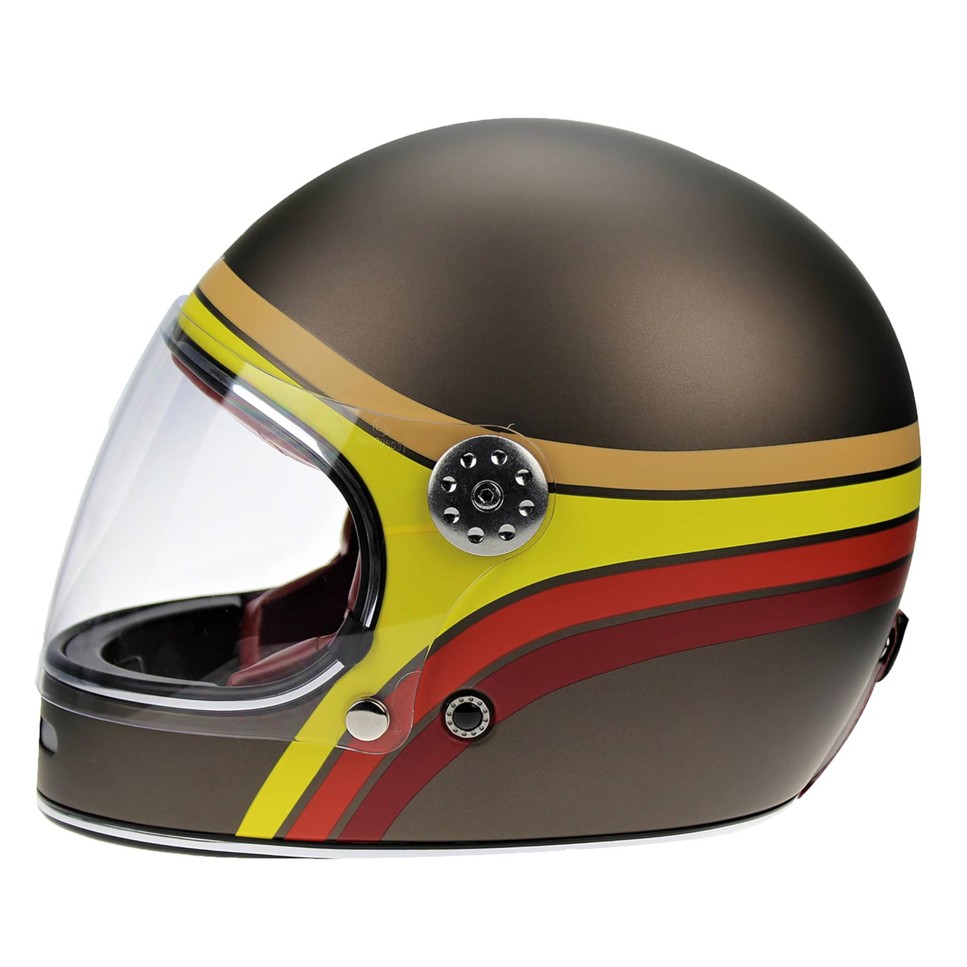 Viper F656 Rust Stripe Motorcycle Helmet Retro Vintage 70's Bike Scooter Protection Wear XS (53-54 cm) - XS von Viper