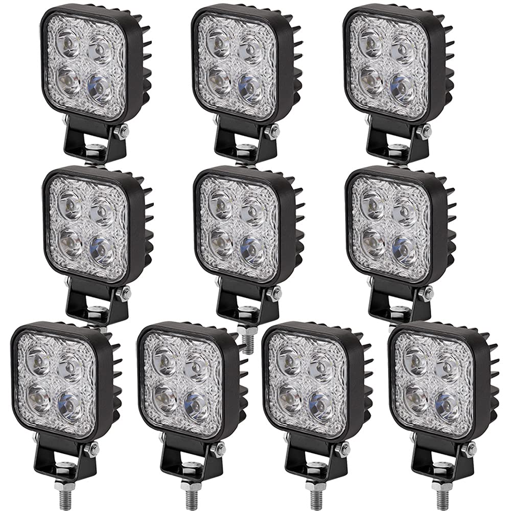 Viugreum 10 Pack Led Arbeitsscheinwerfer 12V - 24V, 12W Led Zusatzscheinwerfer, Kaltweiß, IP67 Wasserdicht Offroad Scheinwerfer für SUV, UTV, ATV, LKW von Viugreum