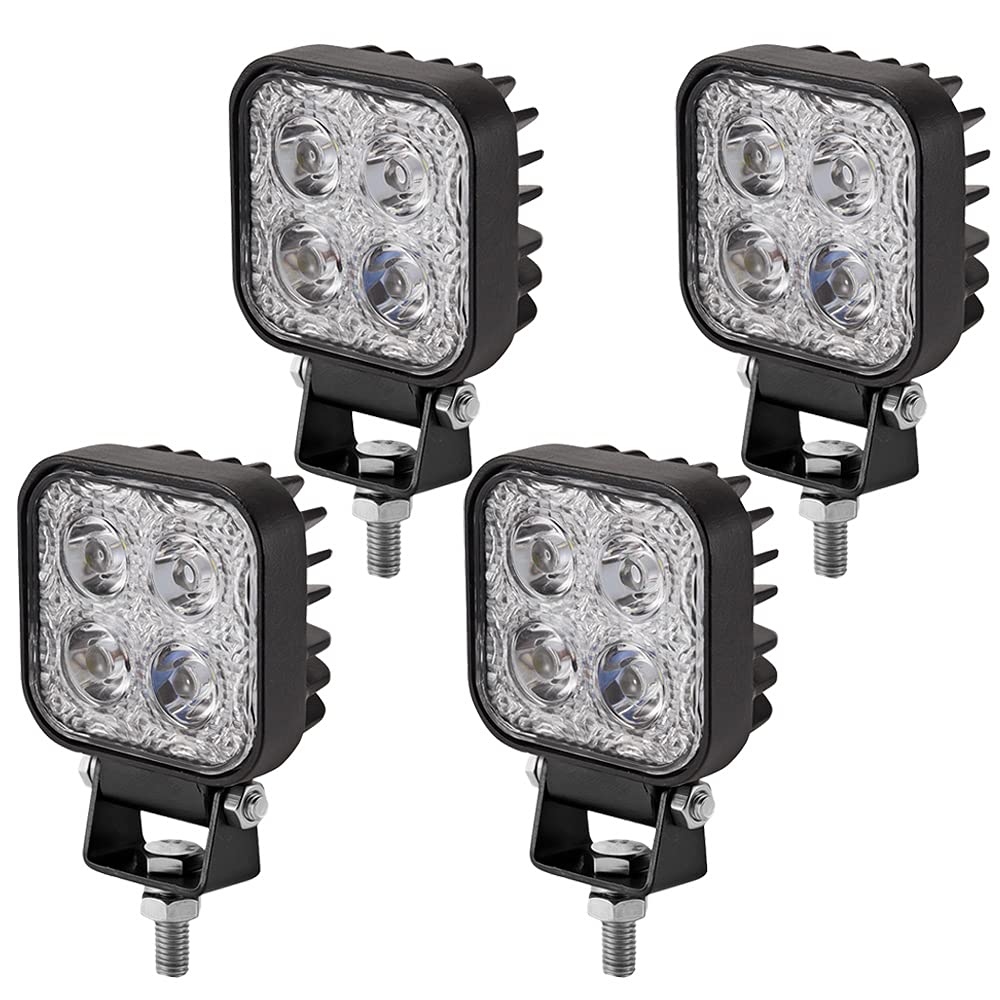 Viugreum 4 Pack Led Arbeitsscheinwerfer 12V - 24V, 12W Led Zusatzscheinwerfer, Kaltweiß, IP67 Wasserdicht Offroad Scheinwerfer für SUV, UTV, ATV, LKW von Viugreum