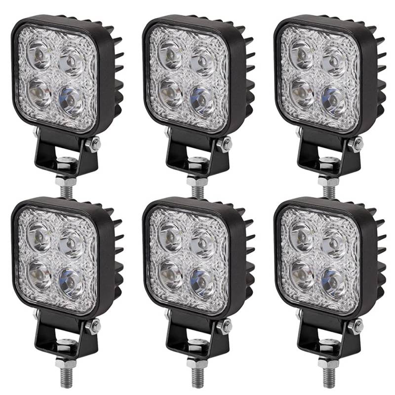 Viugreum 6 Pack Led Arbeitsscheinwerfer 12V - 24V, 12W Led Zusatzscheinwerfer, Kaltweiß, IP67 Wasserdicht Offroad Scheinwerfer für SUV, UTV, ATV, LKW von Viugreum