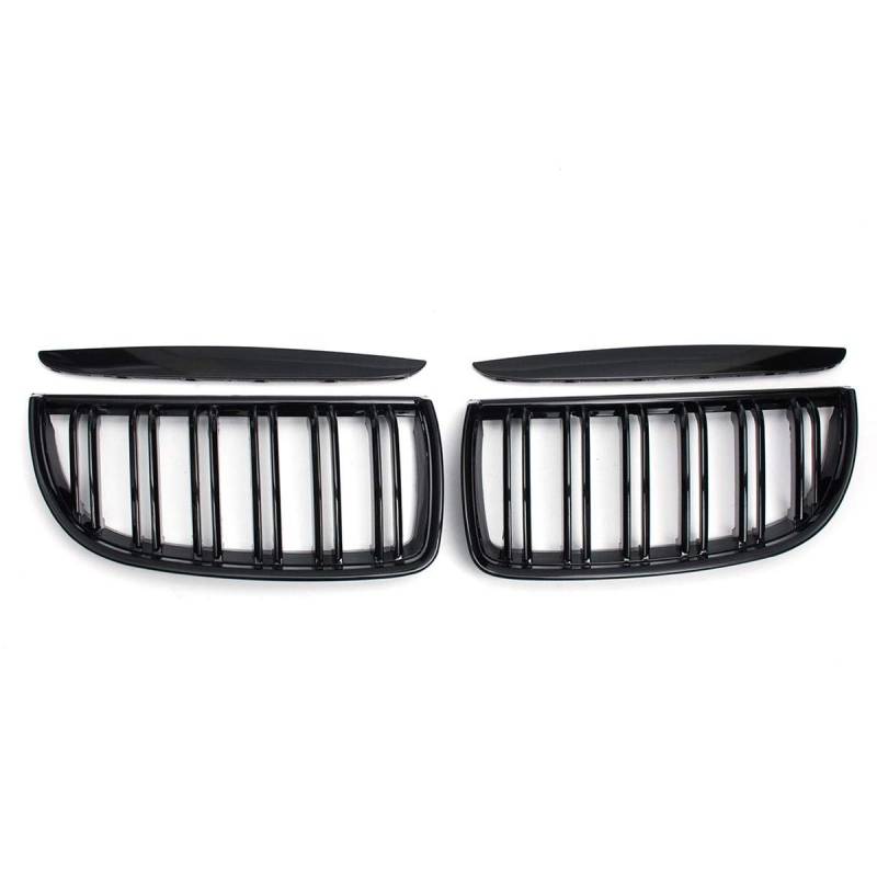 Viviance Paar glänzend schwarz Doppel Lamellen Sport Nierengitter Grill Set kompatibel mit BMW E90 E91 2005-2008 von Viviance