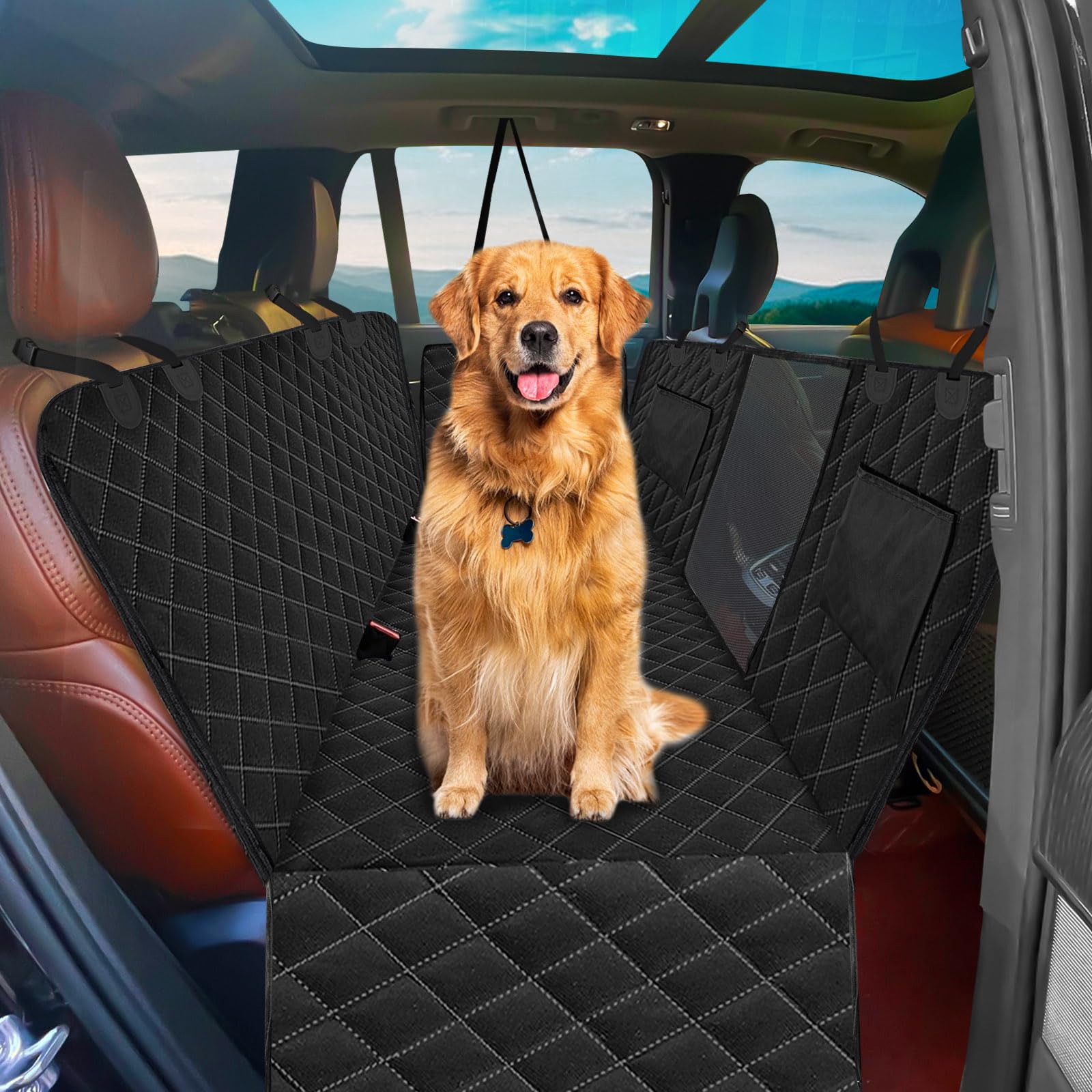 Vivifying Hundedecke Auto Rückbank, wasserdichte Auto Hundedecke Rücksitz, großer Raum, Langlebige rutschfeste Hundehängematte für Auto, LKW, SUV,137 x147 cm Schwarz von Vivifying