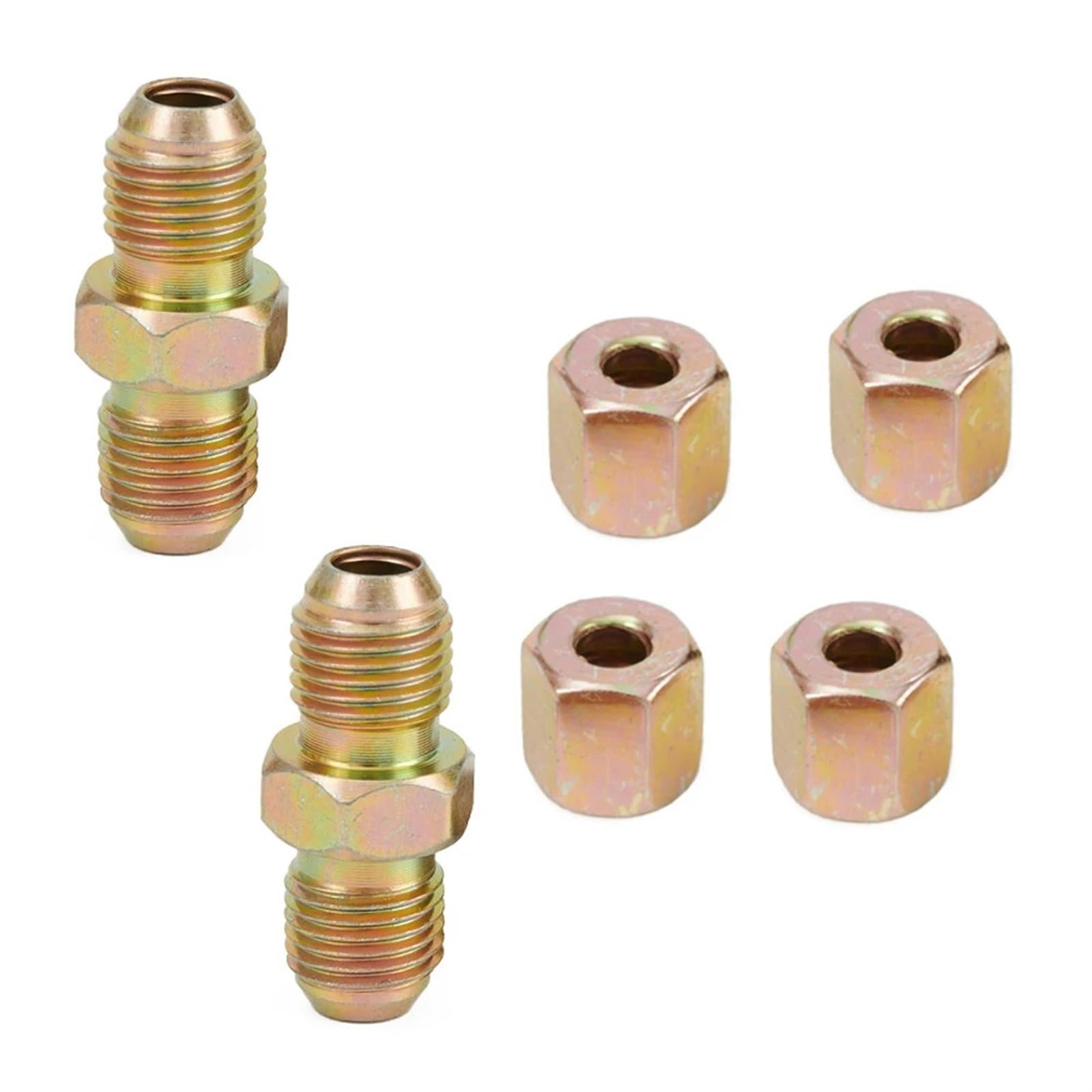 Vivoid [Replacement] 6 Stück Fahrzeugbremsleitungsverschraubungen Anschlüsse 10 mm x 1 mm 2-Wege-Inline-Männlich-Weibliche Muttern for 3/16 Zoll O/D Rohrbremsschläuche Kits Verschleißteile von Vivoid