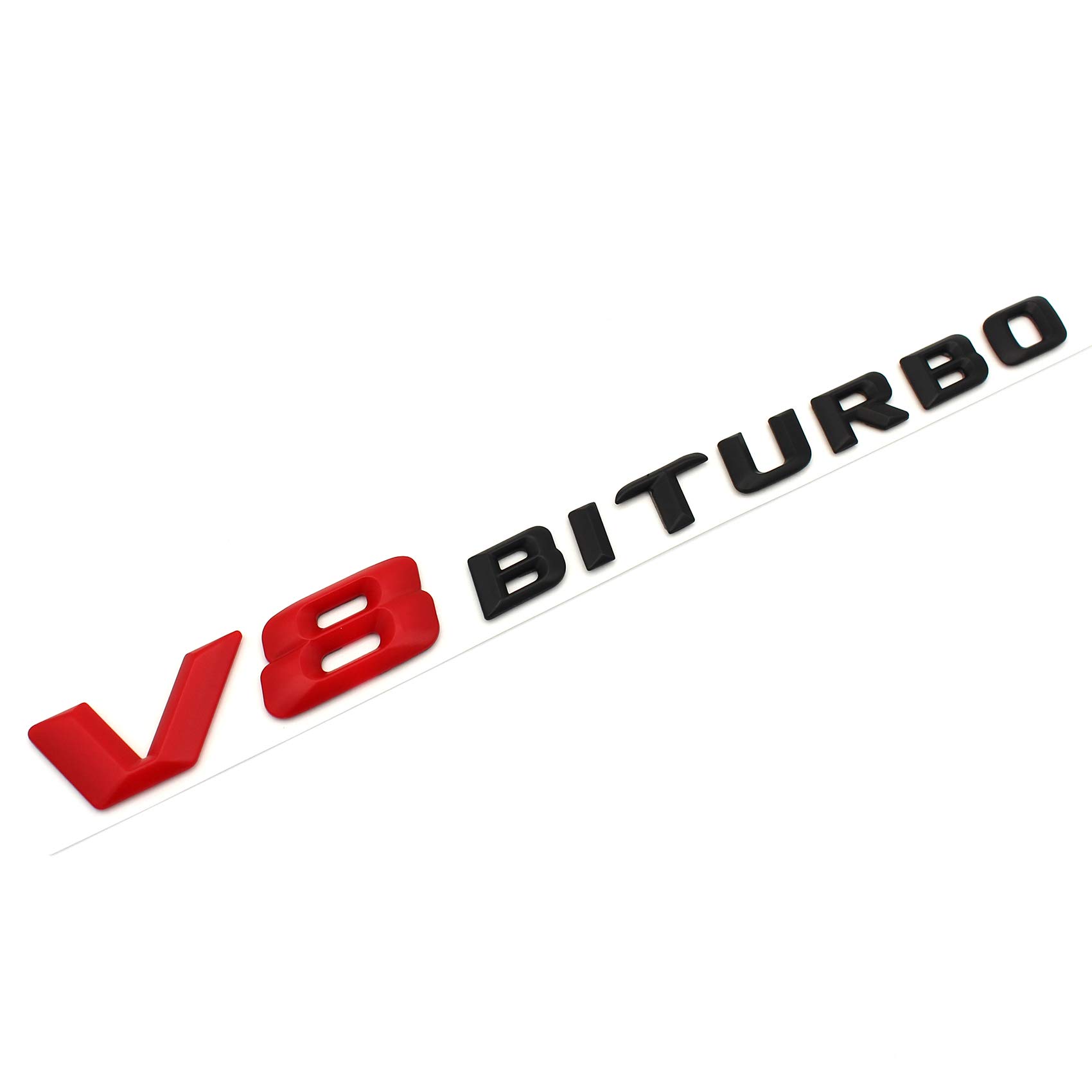 V8 Emblem Schriftzug Kunststoff mit Schaumstoff-Kleberückseite Badge (V8 Biturbo Rot Schwarz) von VmG-Store