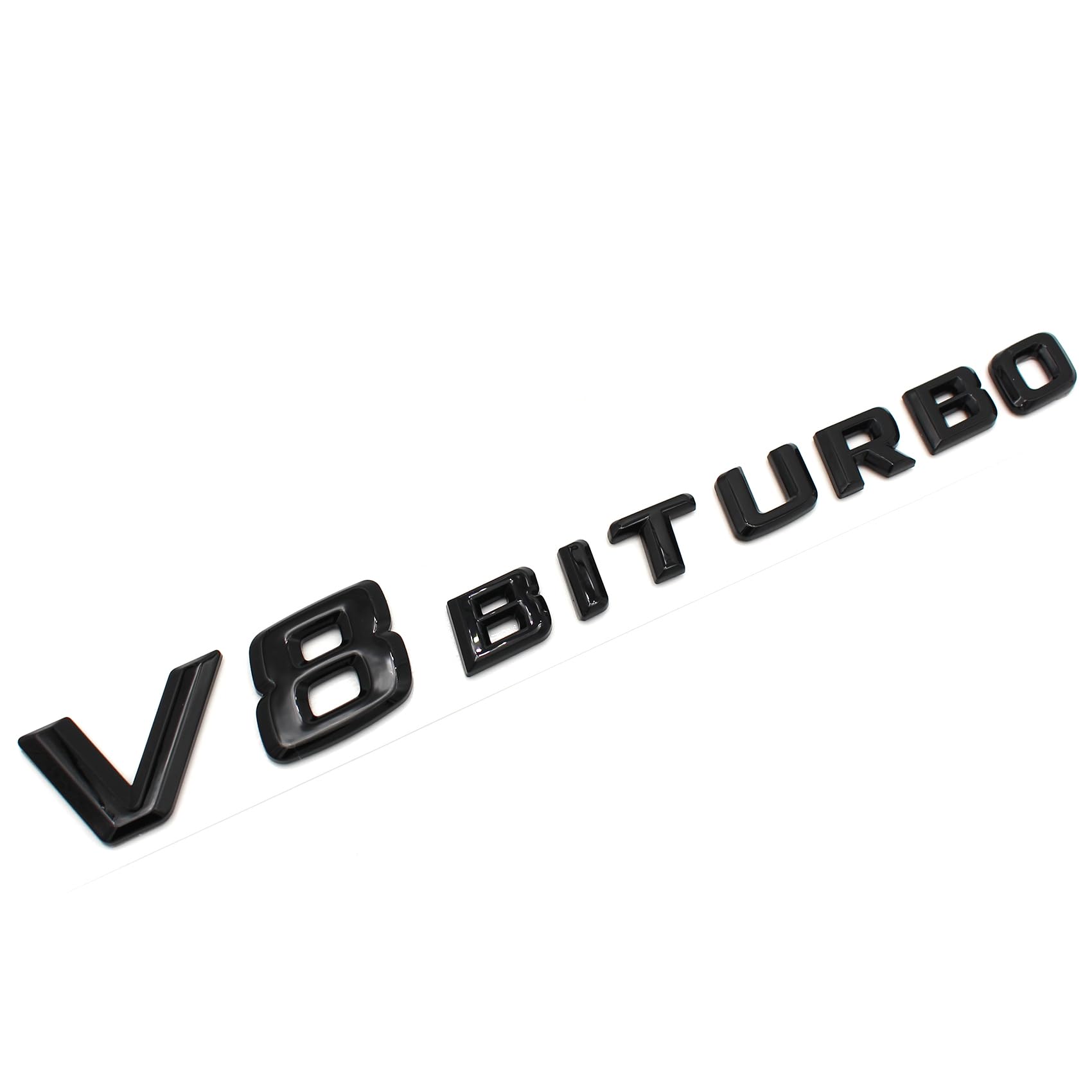 V8 Emblem Schriftzug Kunststoff mit Schaumstoff-Kleberückseite Badge (V8 Biturbo Schwarz Glanz) von VmG-Store