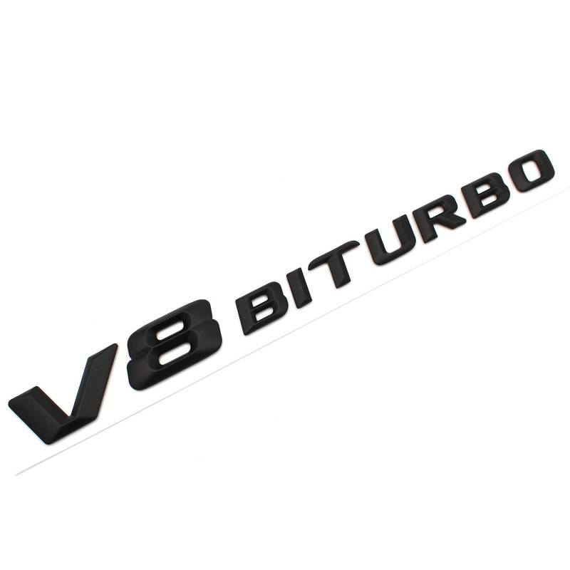 V8 Emblem Schriftzug Kunststoff mit Schaumstoff-Kleberückseite Badge (V8 Biturbo Schwarz Matt) von VmG-Store