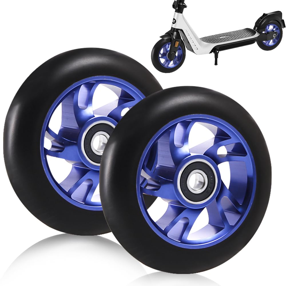 Vmxlso 2 Stück Stunt Scooter Rollen 100mm, Stunt Scooter Reifen, Scooter Ersatzräder mit ABEC-9 Kugellager Aluminium, Stunt Scooter Räder Kompatibel für Meisten Stuntscooter und Kickscooter (Blau) von Vmxlso