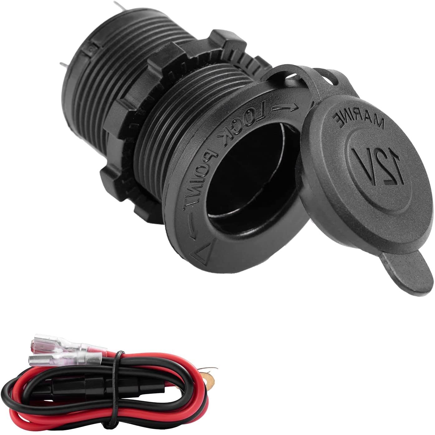 Voarge 12V / 24V Zigarettenanzünderbuchse, Auto Zigarettenanzünder Adapter für 12V/24V Auto Boot Motorrad mit 1m Anschlusskabel von Voarge