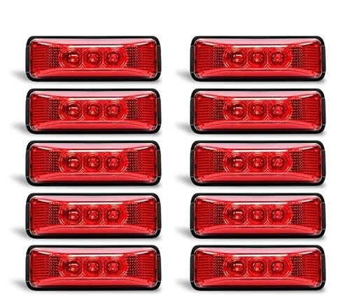 Voirrow 10 stücke Seitenmarkierungsleuchte Anzeigelampe Bus Lkw Anhänger Lkw Wohnwagen 12 V 24 V RV for Pickup Anhänger Lkw Kotflügel Rücklicht(10pcs Red) von Voirrow