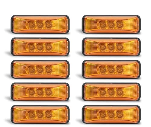 Voirrow 10 stücke Seitenmarkierungsleuchte Anzeigelampe Bus Lkw Anhänger Lkw Wohnwagen 12 V 24 V RV for Pickup Anhänger Lkw Kotflügel Rücklicht(10pcs Yellow) von Voirrow