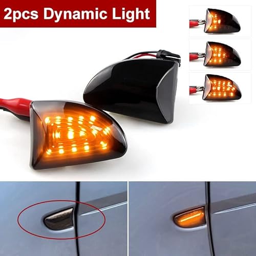 Voirrow 2pcs Amber Dynamic/No Dynamic Marker Light for Smart For Two W451 Coupe Cabrio Seitenblinker 12V Zubehör(2pcs Dynamic) von Voirrow