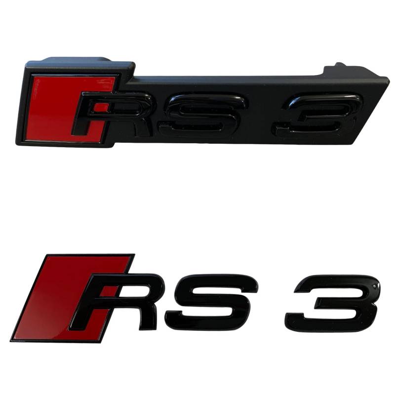 Original Audi Black Edition RS3 PAKET Emblem Schwarz Kühlergrill + Heck 8P 8V von Volkswagen AG