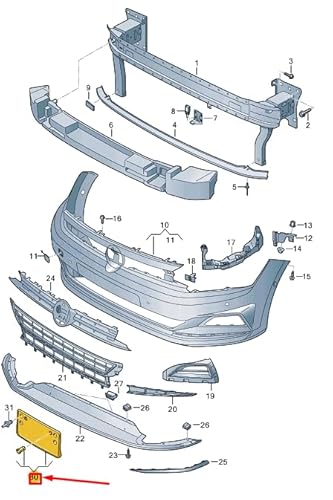 Passend für Kennzeichenhalter für VW POLO AW MK6, vorne, für Stoßstange, 2G08072859B9 von Volkswagen