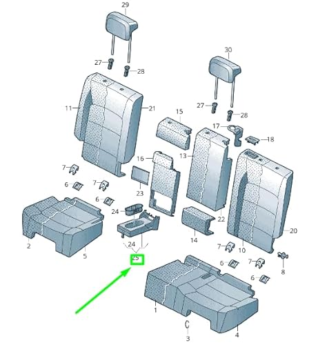 Passend für VOLKSWAGEN PASSAT B8 3G Mittelarmlehne hinten 510885081EJR6 von Volkswagen