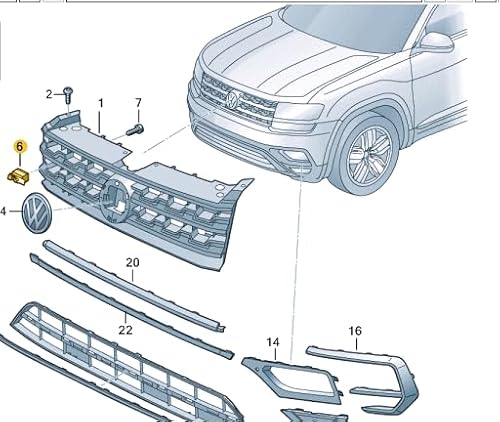 Passend für VW ATLAS CA1 TERAMONT Kühlergrill-Emblem-Logo vorne 3CN853948LBD von Volkswagen