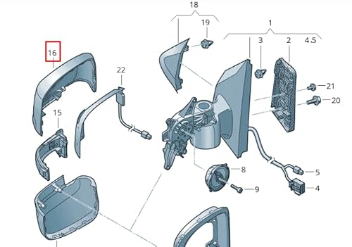 Passend für VW Crafter SY, Abdeckkappe für Außenspiegel vorne rechts, 7C08575289B9 von Volkswagen