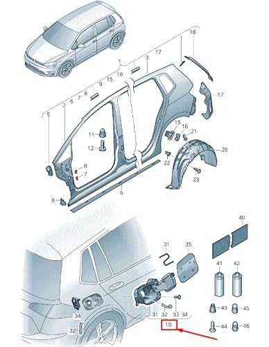 Passend für VW GOLF SPORTSVAN AM Einfüllstutzen rechts, Topf 510809857A von Volkswagen