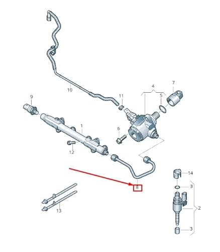 Passend für VW GOLF VII 5G MK7 Kraftstoffverteilerrohr Druckrohr 04C130241B von Volkswagen