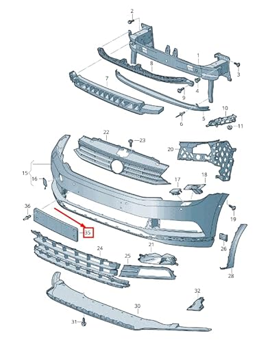 Passend für VW PASSAT B8 3G Kennzeichenhalter vorn 3G0807285E9B9 von Volkswagen