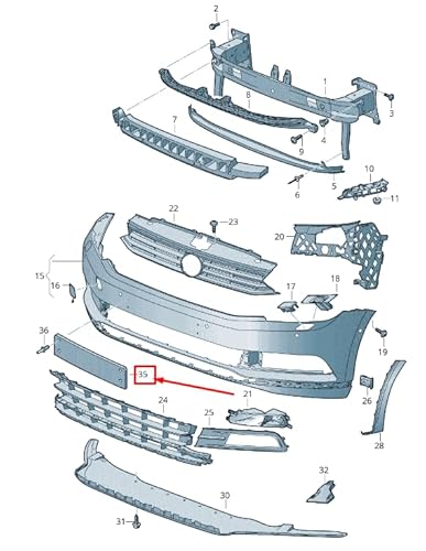 Passend für VW PASSAT B8 3G Kennzeichenhalter vorn 3G0807285Q9B9 von Volkswagen