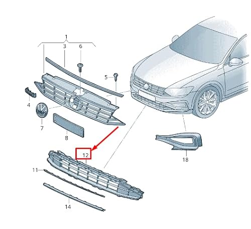 Passend für VW PASSAT B8 3G Lüftungsgitter vorne unten 3G0853677AF9B9 von Volkswagen