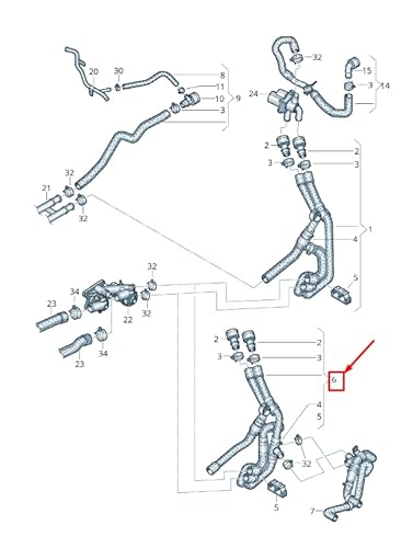 Passend für VW SHARAN 7N Motorkühlmittelschlauch mit Rückschlagschlauch 7N0122157AF von Volkswagen