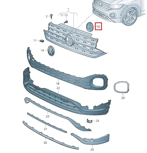 Passend für VW T-CROSS C11 Emblem-Halterung für Kühlergrill vorne 2GM8536779B9 von Volkswagen