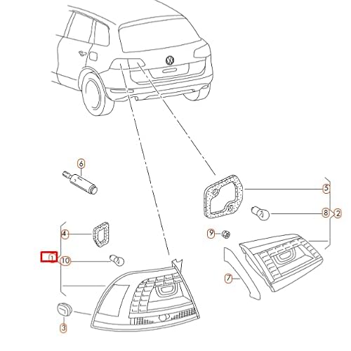 Passend für VW TOUAREG 7P Hinten Links Außen Led Getöntes Rücklicht 7P6945207B von Volkswagen