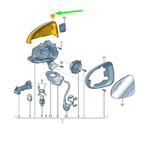 Passend für VW Touareg 7P – Spiegelabdeckung vorne links, 7P6857537AGRU von Volkswagen
