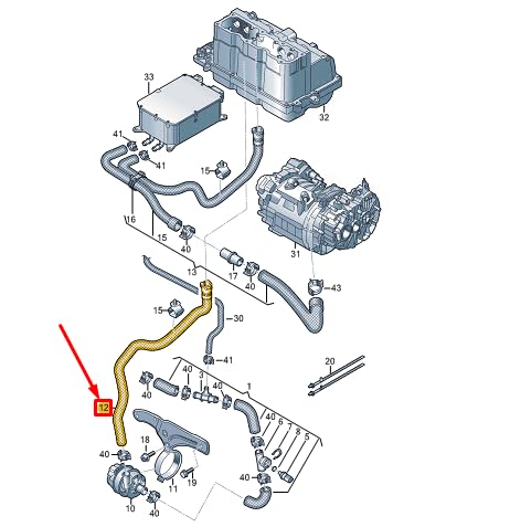 Passend für VW e-Golf VII 5G Motorkühlmittelschlauch 5QE122058D von Volkswagen