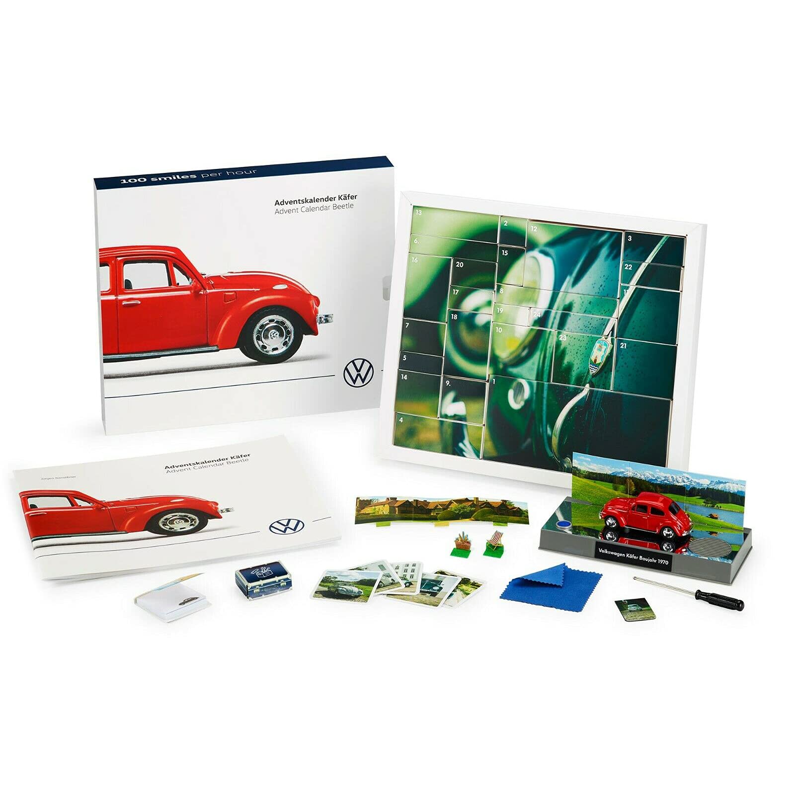 Volkswagen 1H1087710 Adventskalender Käfer 1:43 Modellauto Kalender Weihnachtskalender, rot von Volkswagen