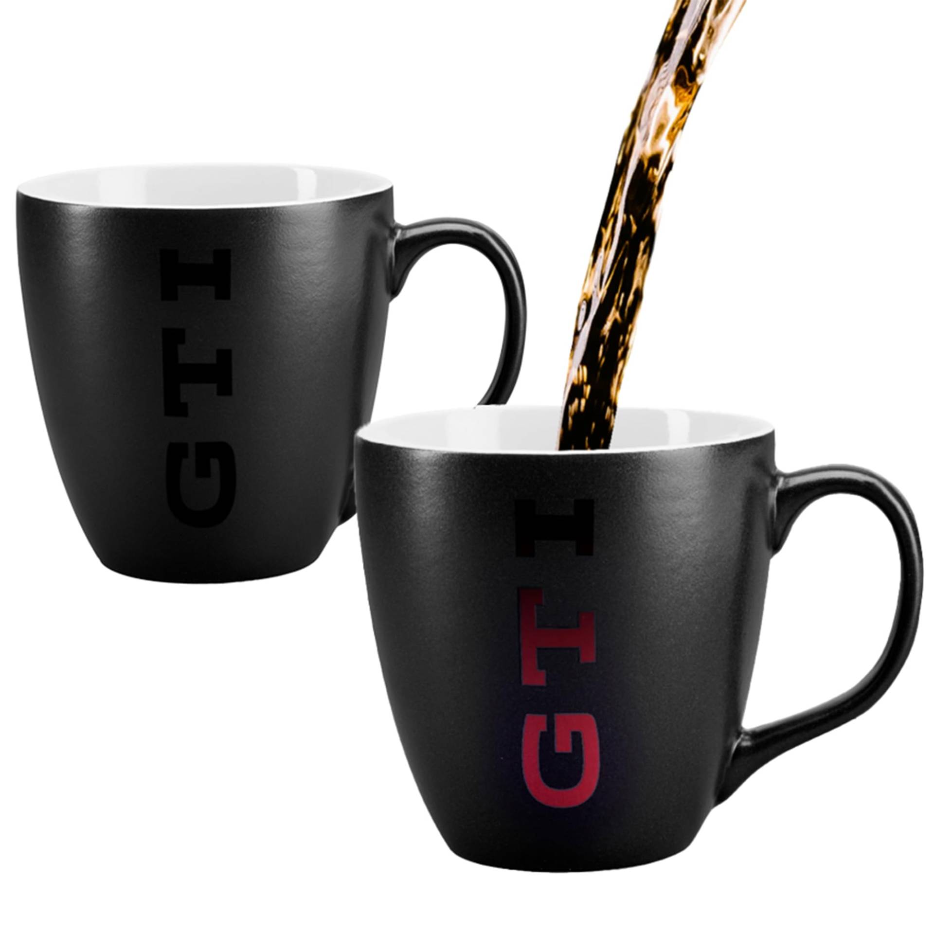 Volkswagen 1K6069601 Tasse Porzellan Becher Kaffeetasse 400ml, schwarz, rotes GTI Logo erscheint beim Einfüllen von heißen Getränken von Volkswagen